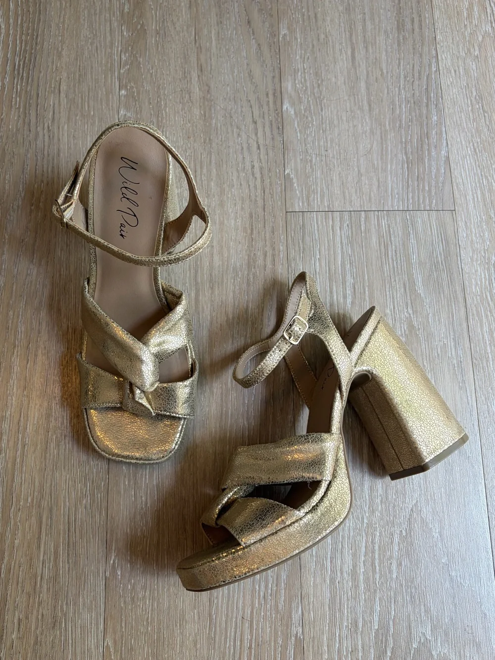 Wild Pair Metallic Gold Chunky Block Heels